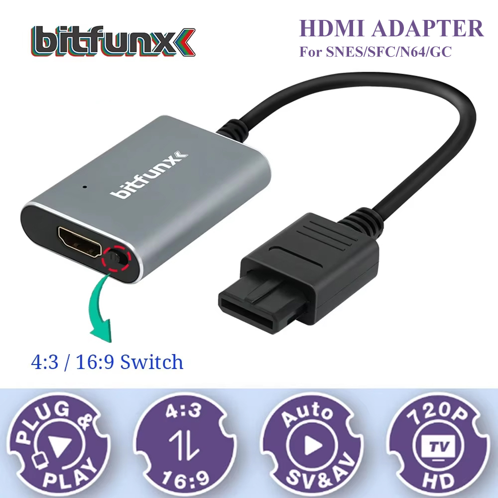 Gaming Console All In One - محول فيديو Bitfunx 720P Svideo /