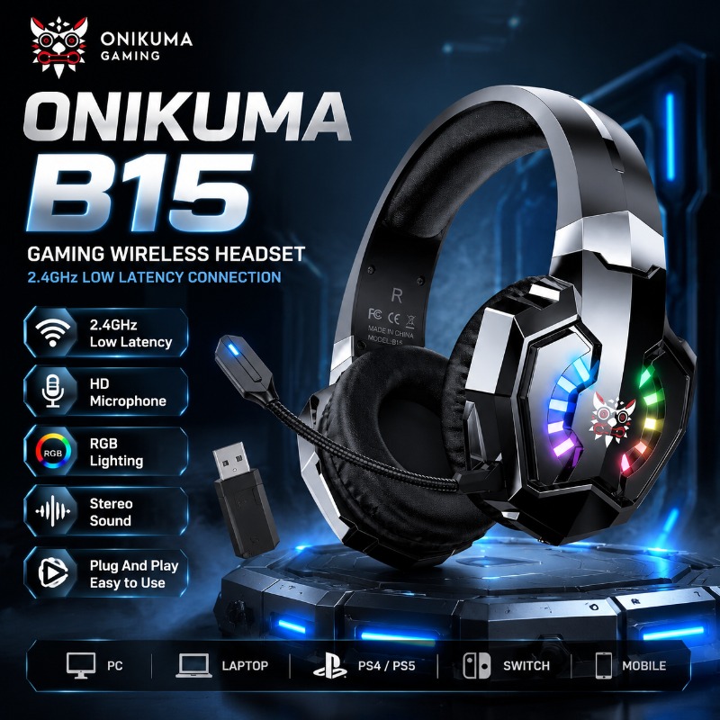 Gaming Console Amazon - سماعة ألعاب ONIKUMA B15 لاسلكية 2.4