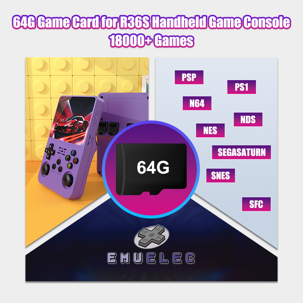 Gaming Console Handheld Retro - بطاقة لعبة TF 64G لوحدة تحكم