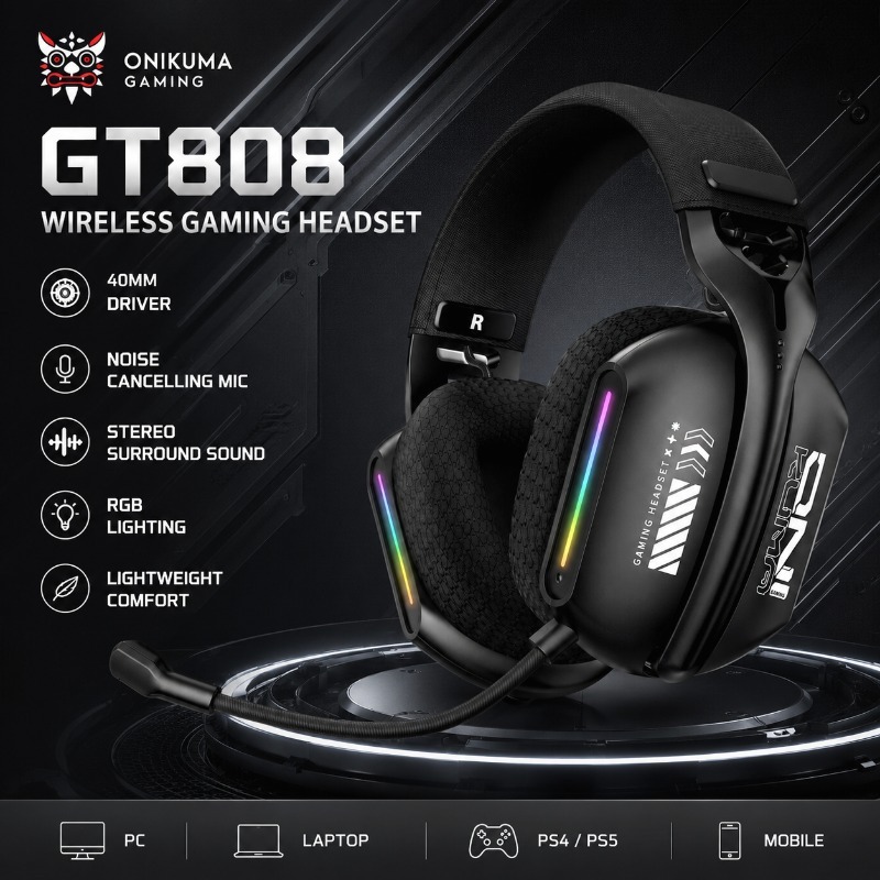 Gaming Console Amazon - سماعة ألعاب ONIKUMA GT808 لاسلكية بتقنية